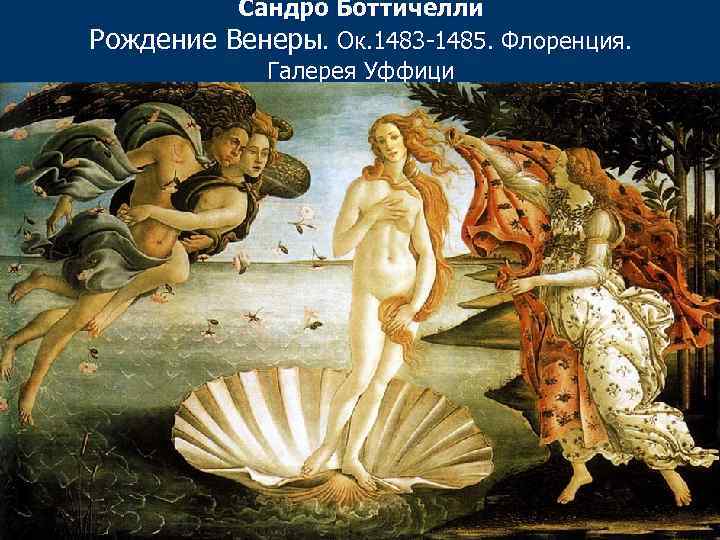 Сандро Боттичелли Рождение Венеры. Ок. 1483 -1485. Флоренция. Галерея Уффици 