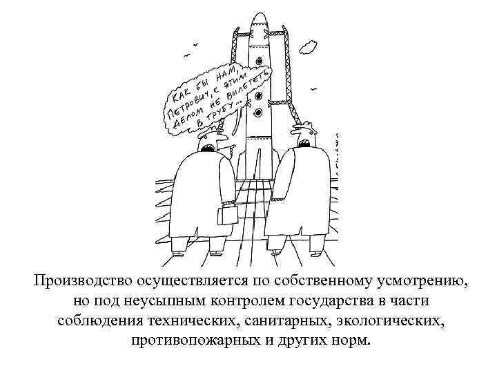 Производство осуществляется по собственному усмотрению, но под неусыпным контролем государства в части соблюдения технических,