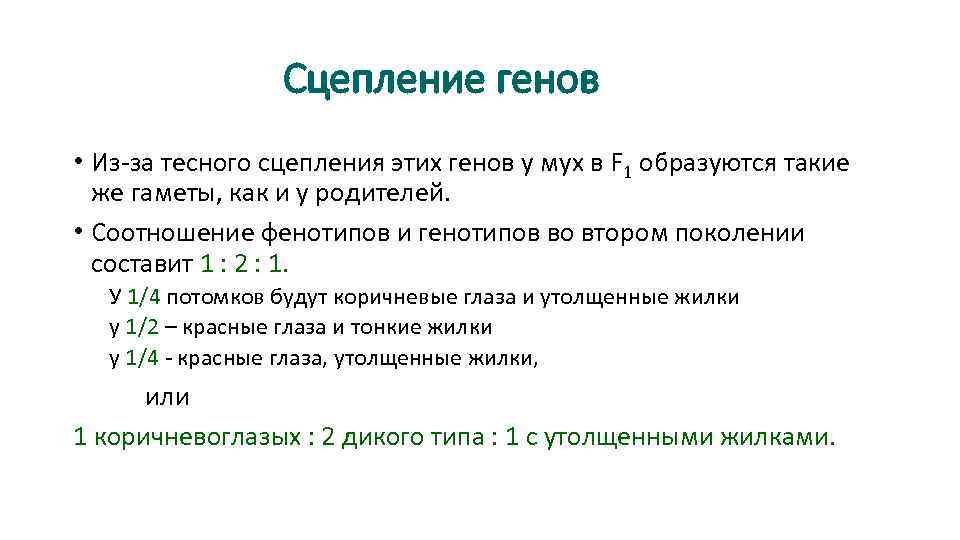 Сцепление генов • Из-за тесного сцепления этих генов у мух в F 1 образуются