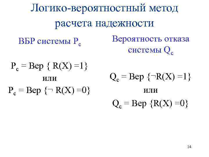 Расчет надежности сложных схем