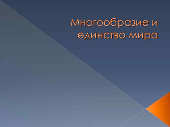 Многообразие и единство мира 