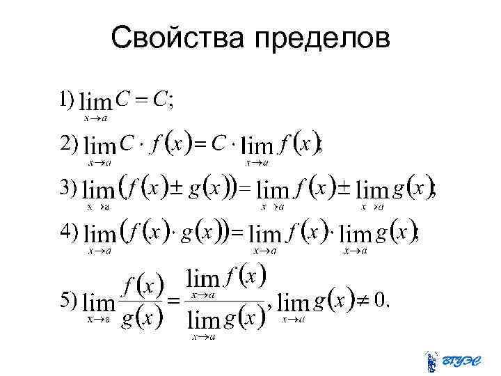 Пределы в математике презентация