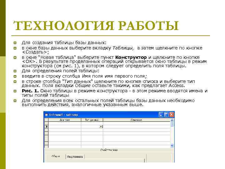 Работа создание базы данных. Технологии работы с БД. Технология создания базы данных access. Разработка таблиц БД. Технология работы таблица.