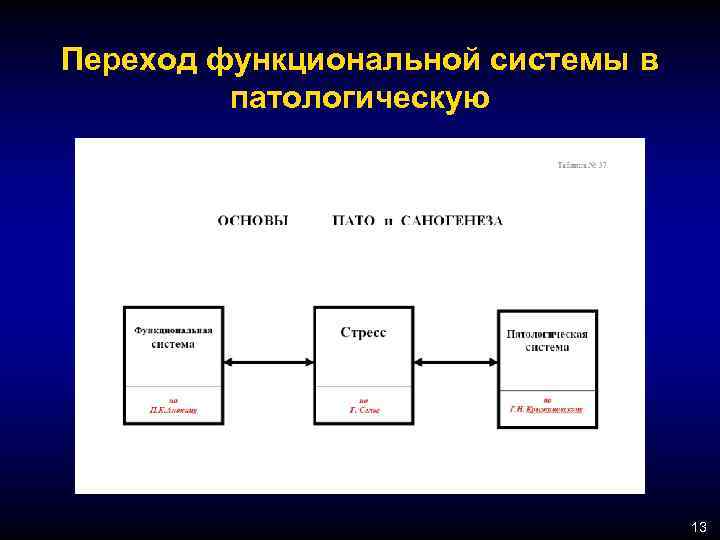 Переход функциональной системы в патологическую 13 