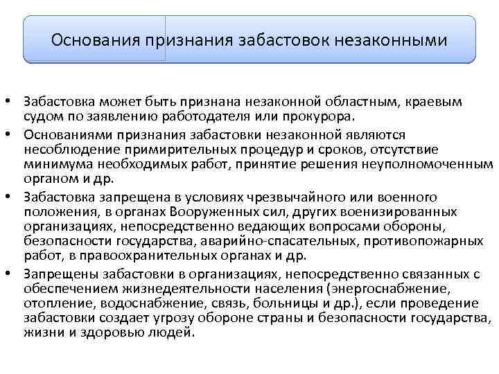 Ответственность работников за незаконные забастовки