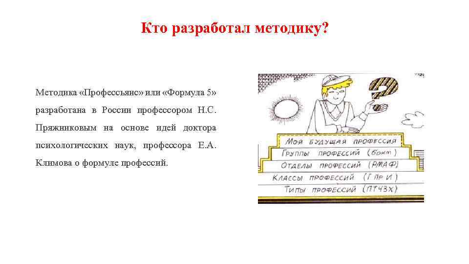 Кто разработал методику? Методика «Профессьянс» или «Формула 5» разработана в России профессором Н. С.