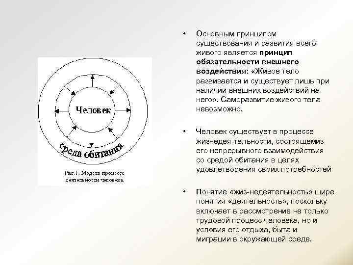  • Основным принципом существования и развития всего живого является принцип обязательности внешнего воздействия: