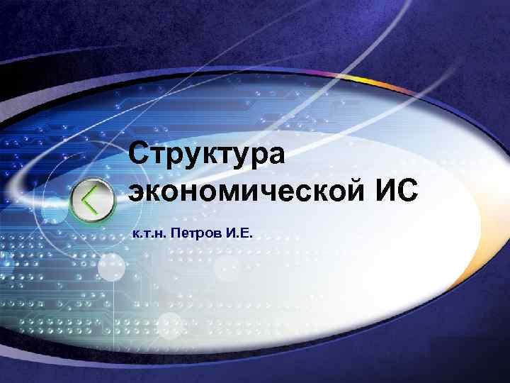 Структура экономической ИС к. т. н. Петров И. Е. LOGO 