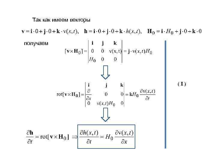 Так как имеем векторы получаем (I) 
