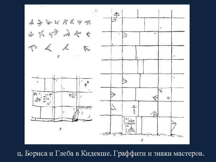 ц. Бориса и Глеба в Кидекше. Граффити и знаки мастеров. 