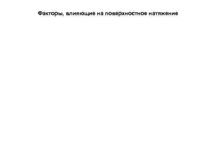 Факторы, влияющие на поверхностное натяжение 