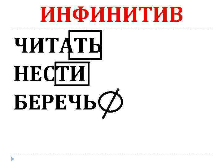 ИНФИНИТИВ ЧИТАТЬ НЕСТИ БЕРЕЧЬ 