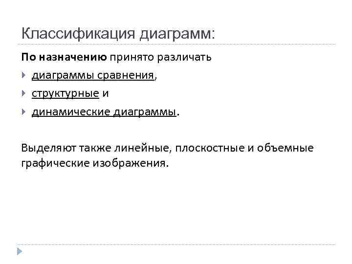 Классификация диаграмм: По назначению принято различать диаграммы сравнения, структурные и динамические диаграммы. Выделяют также