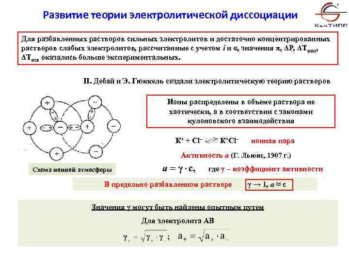 Теория электролитической диссоциации контрольная