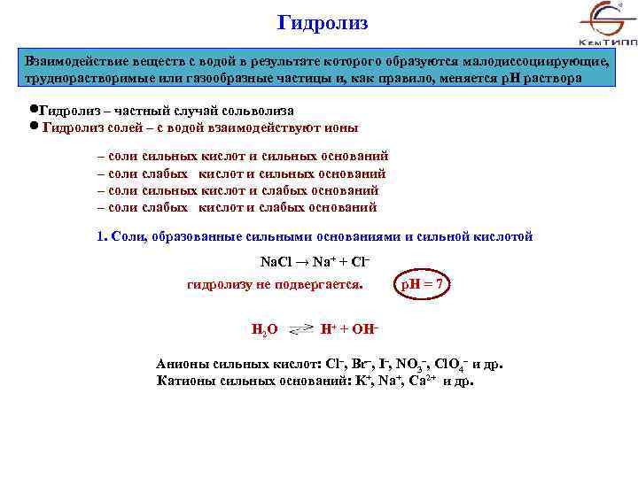 Взаимодействие раствора