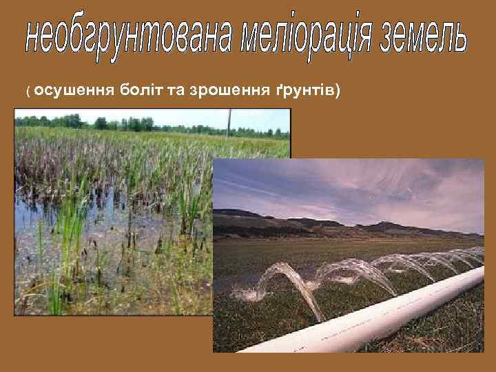 ( осушення боліт та зрошення ґрунтів) 