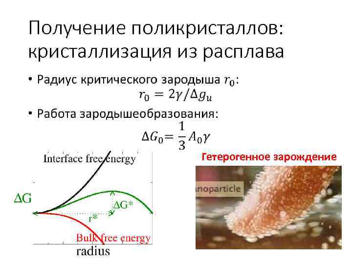 Получение поликристаллов: кристаллизация из расплава • Гетерогенное зарождение 