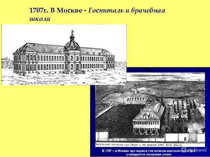 1707 г. В Москве - Госпиталь и врачебная школа 