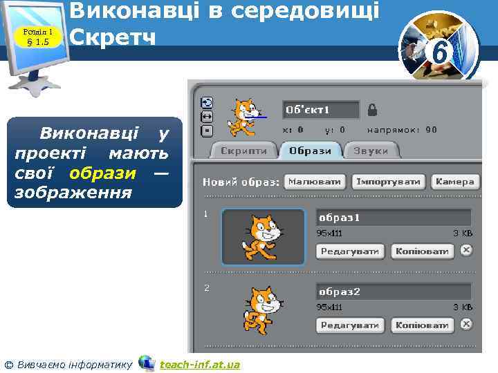Розділ 1 § 1. 5 Виконавці в середовищі Скретч www. teach-inf. at. ua Виконавці