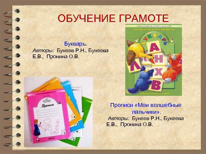 ОБУЧЕНИЕ ГРАМОТЕ Букварь. Авторы: Бунеев Р. Н. , Бунеева Е. В. , Пронина О.