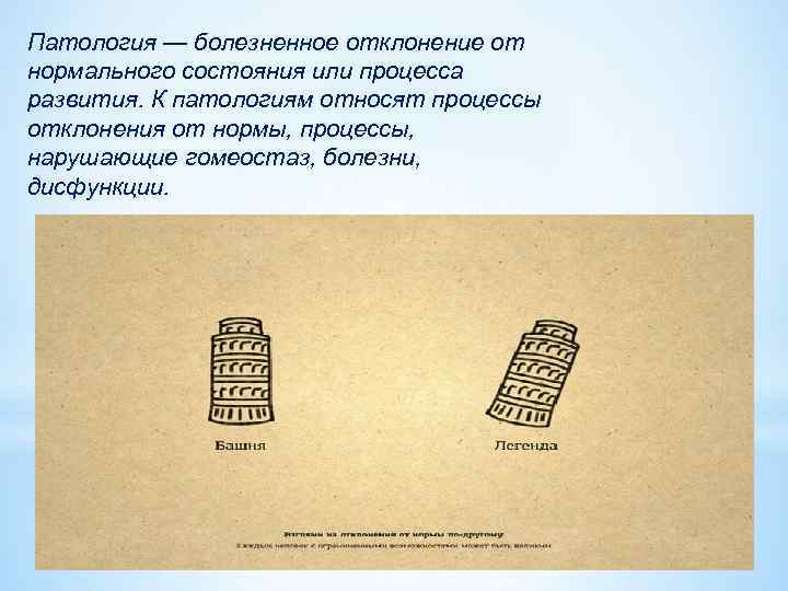 Патология — болезненное отклонение от нормального состояния или процесса развития. К патологиям относят процессы