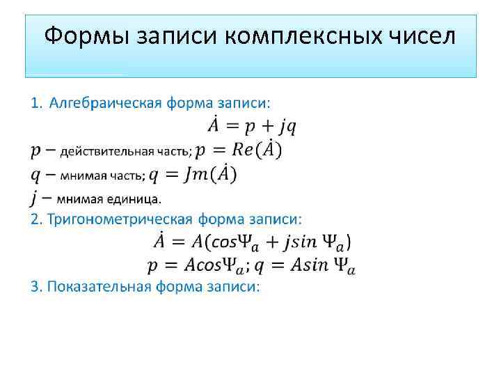 Формы записи комплексных чисел 