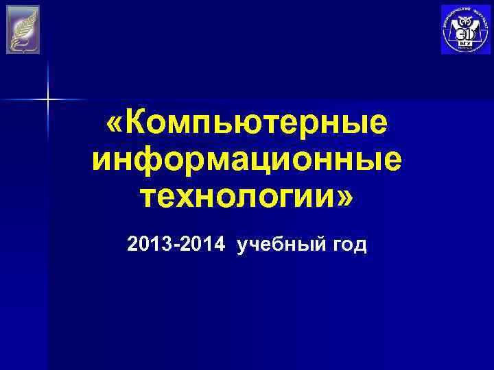  «Компьютерные информационные технологии» 2013 -2014 учебный год 