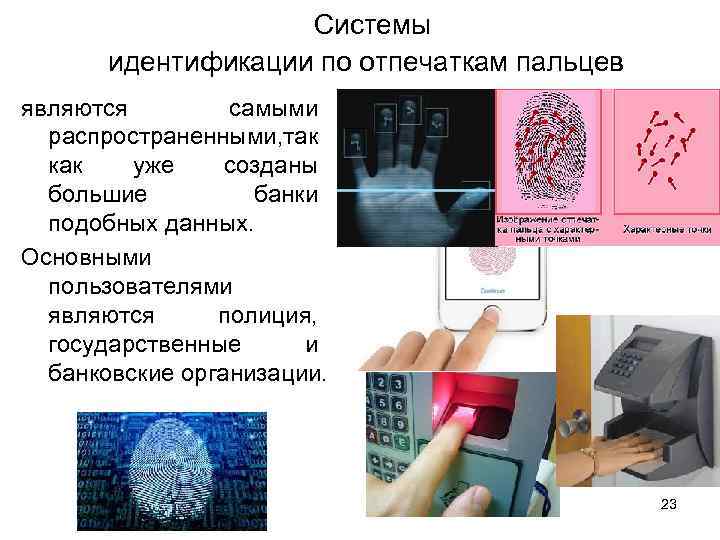  Системы идентификации по отпечаткам пальцев являются самыми распространенными, ак т как уже созданы