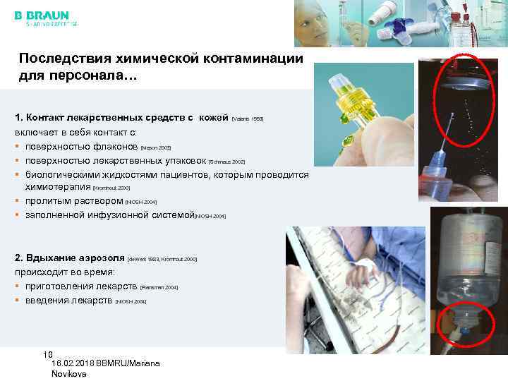 Последствия химической контаминации для персонала… 1. Контакт лекарственных средств с кожей [Valanis 1993] включает