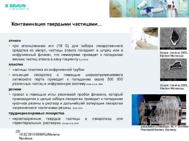 Контаминация твердыми частицами… стекло § при ипользовании игл (18 G) для забора лекарственного средства