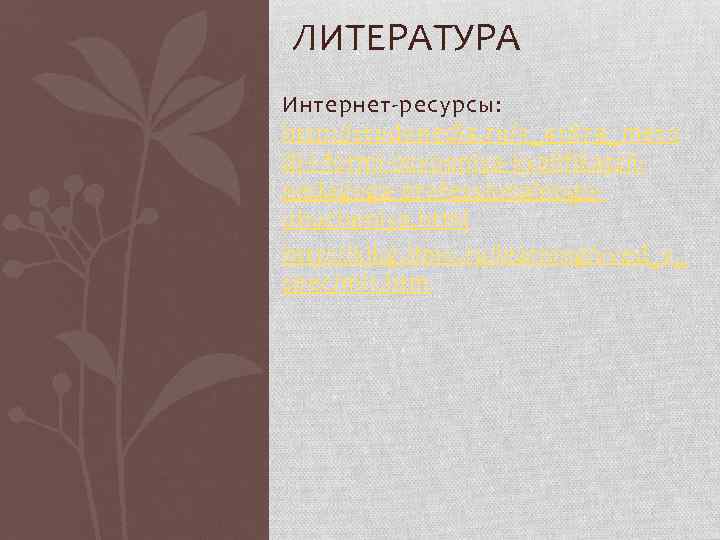 ЛИТЕРАТУРА Интернет-ресурсы: http: //studopedia. ru/3_41879_meto di-i-formi-osvoeniya-kvalifikatsiipedagoga-professionalnogoobucheniya. html http: //kikg. ifmo. ru/learning/vved_v_ spec/ml 1. htm