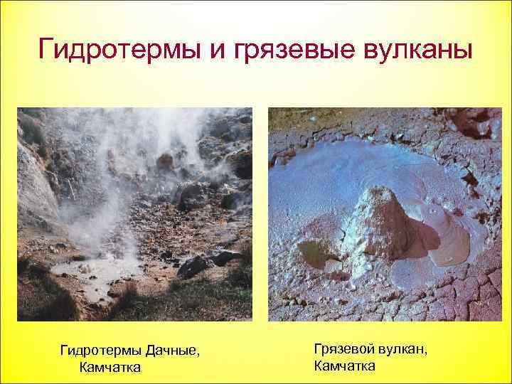 Гидротермы и грязевые вулканы Гидротермы Дачные, Камчатка Грязевой вулкан, Камчатка 