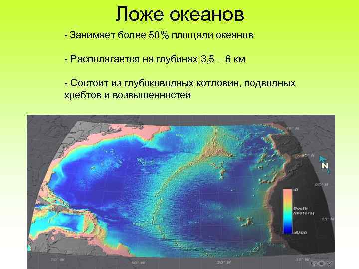 Ложе океанов - Занимает более 50% площади океанов - Располагается на глубинах 3, 5