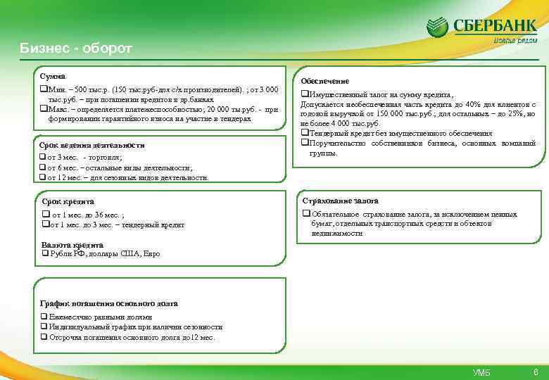 Бизнес - оборот Сумма q Мин. – 500 тыс. р. (150 тыс. руб-для с/х