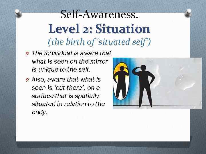 Self-Awareness. Level 2: Situation (the birth of ‘situated self’) O The individual is aware