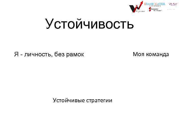 Устойчивость Я - личность, без рамок Устойчивые стратегии Моя команда 