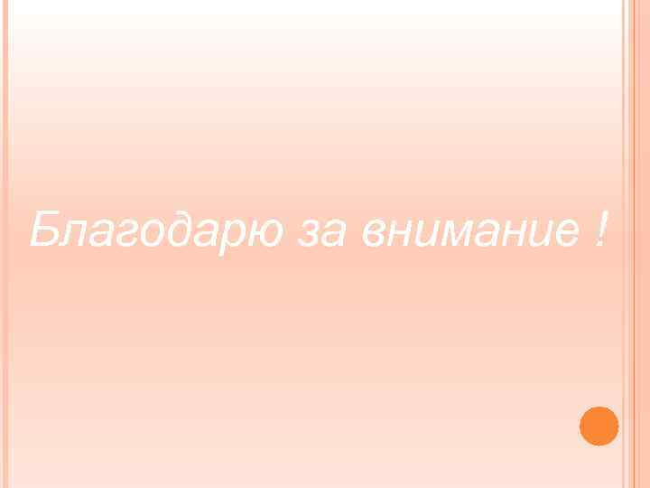 Благодарю за внимание ! 