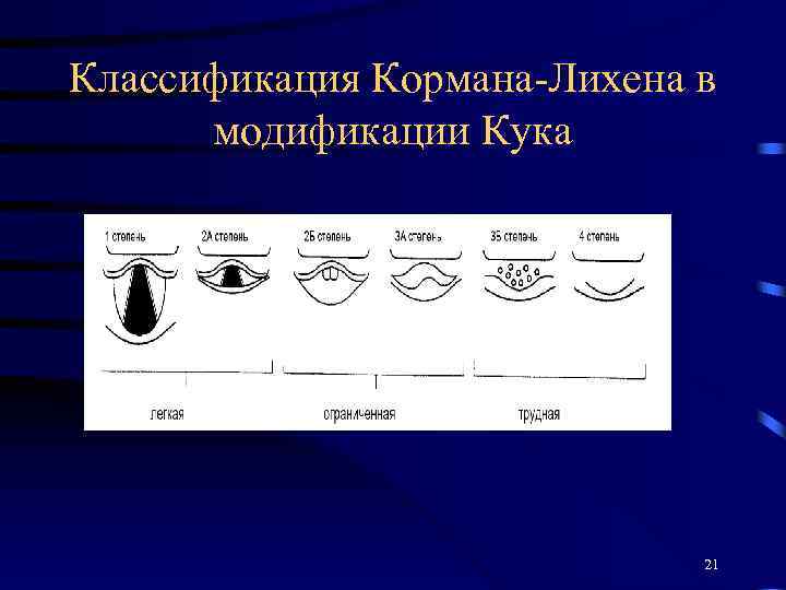 Классификация Кормана-Лихена в модификации Кука 21 