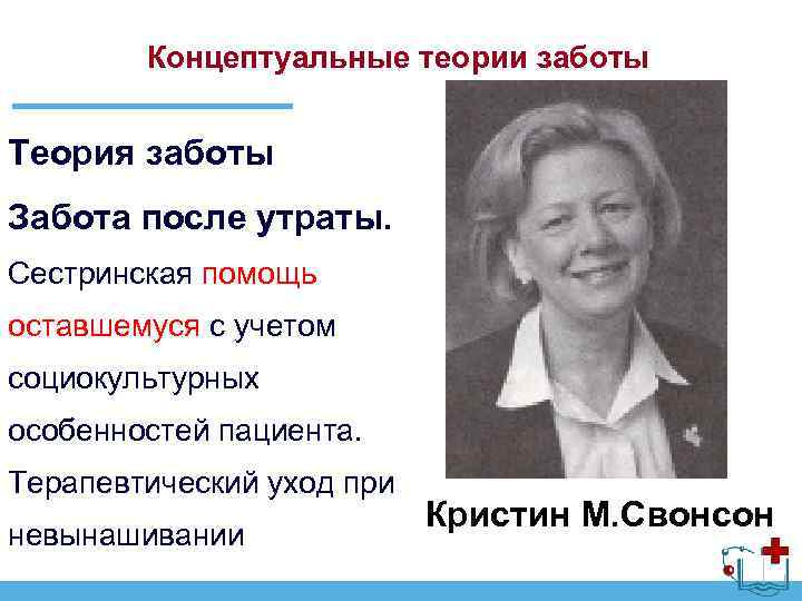 Концептуальные теории заботы Теория заботы Забота после утраты. Сестринская помощь оставшемуся с учетом социокультурных