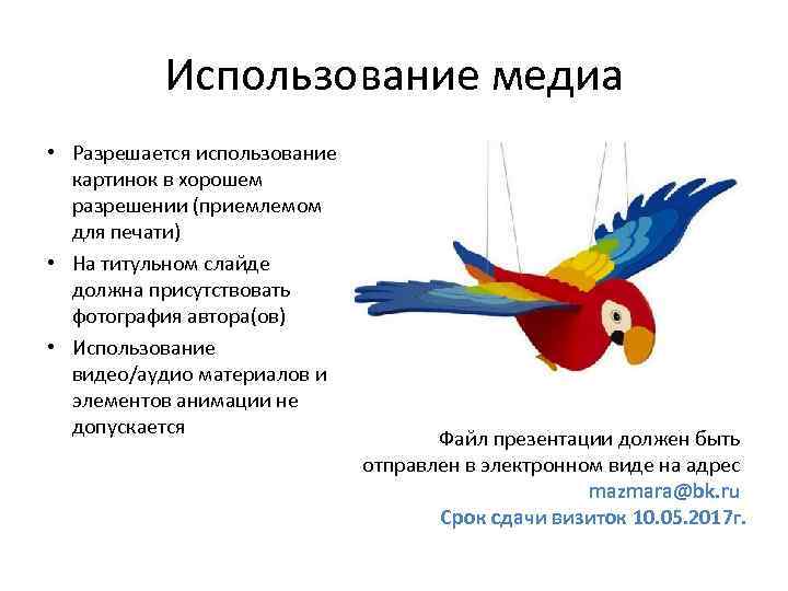 Использование медиа • Разрешается использование картинок в хорошем разрешении (приемлемом для печати) • На
