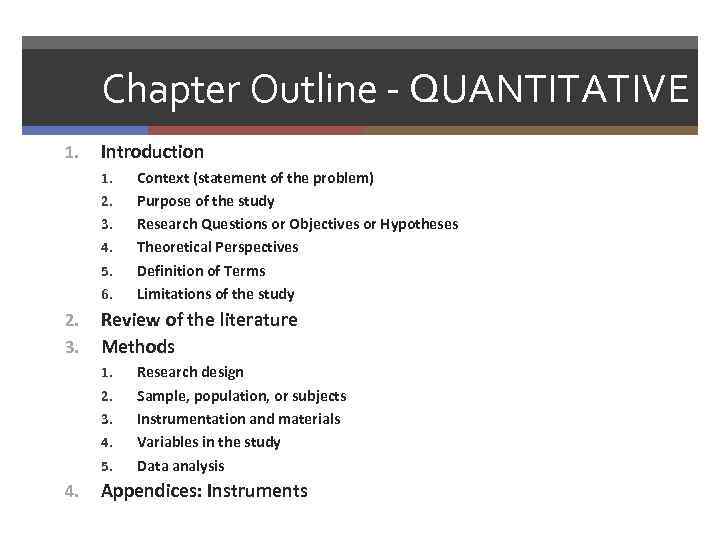 Chapter Outline - QUANTITATIVE 1. Introduction 1. 2. 3. 4. 5. 6. 2. 3.