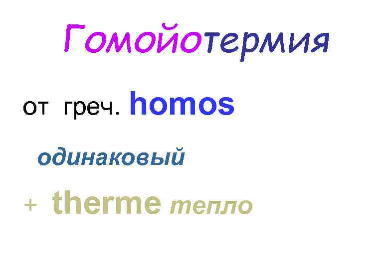 Гомойотермия от греч. homos одинаковый + therme тепло 