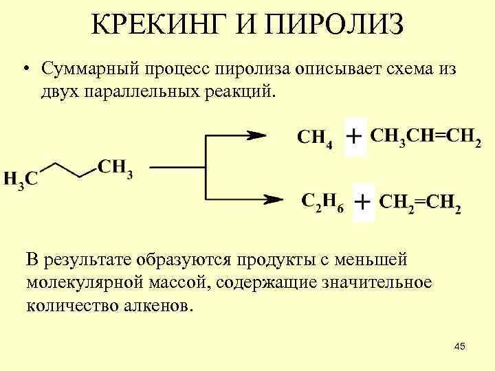 Реакция процесса. Пиролиз и крекинг алканов отличия. Отличие крекинга от пиролиза. Piroliz kreking. Термический крекинг и пиролиз.