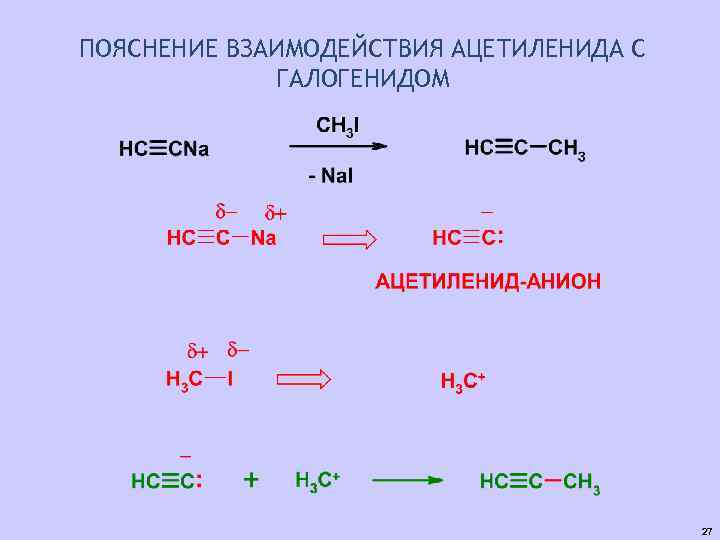 ПОЯСНЕНИЕ ВЗАИМОДЕЙСТВИЯ АЦЕТИЛЕНИДА С ГАЛОГЕНИДОМ 27 