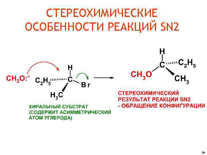СТЕРЕОХИМИЧЕСКИЕ ОСОБЕННОСТИ РЕАКЦИЙ SN 2 39 