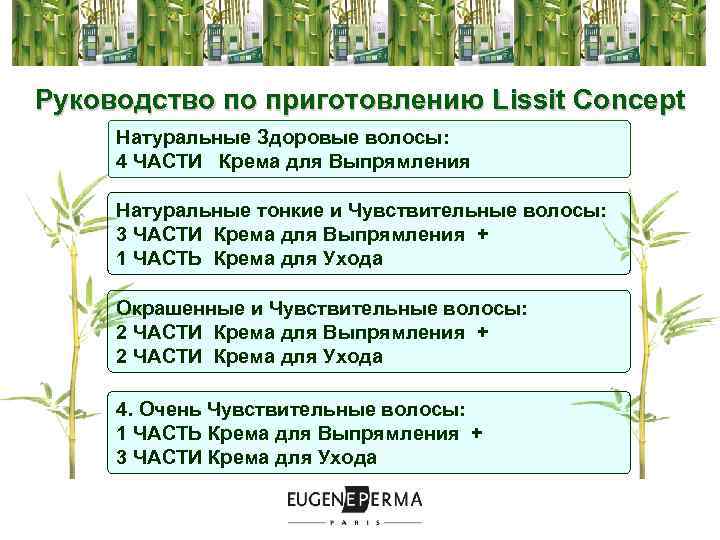 Руководство по приготовлению Lissit Concept Натуральные Здоровые волосы: 4 ЧАСТИ Крема для Выпрямления Натуральные