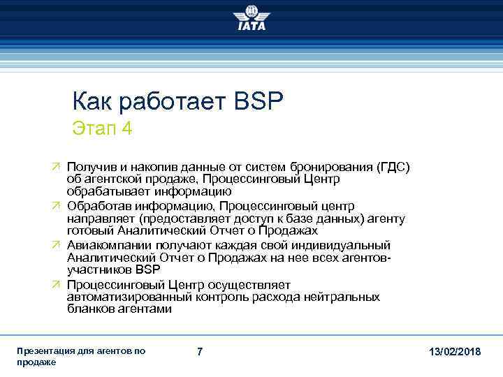 Как работает BSP Этап 4 Ö Получив и накопив данные от систем бронирования (ГДС)