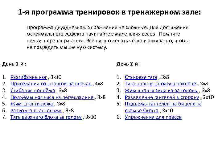 Программа Тренировок В Тренажерном Зале Фото