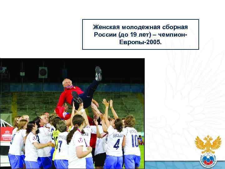 Женская молодежная сборная России (до 19 лет) – чемпион. Европы-2005. 