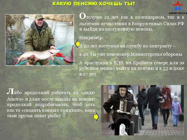 КАКУЮ ПЕНСИЮ ХОЧЕШЬ ТЫ? Отслужи 25 лет как в календарном, так и в льготном